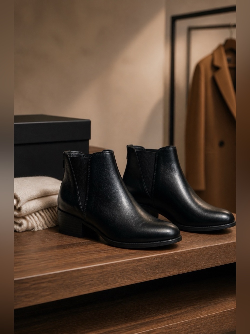 Women’s Espirt Black Leather Triumphaat Boots - Classic Ankle Boots